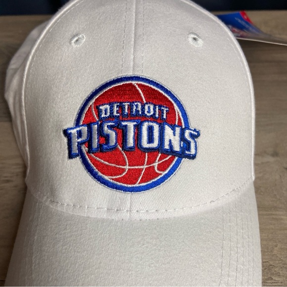 Vintage Detroit Pistons Hat Cap Adjustable White Logo NBA Embroidered - Picture 2 of 7